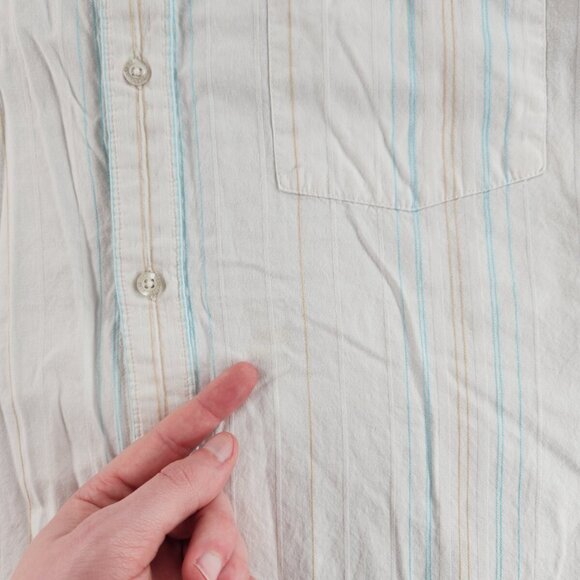 Quiksilver Button Up Shirt Short Sleeve Men Surf Outdoors Striped Large Colorful - Picture 14 of 16